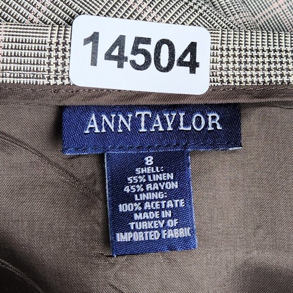 Ann Taylor Skirt Women 8 Black Pink Houndstooth Linen Blend Peplum Pencil Ruffle - Picture 11 of 12